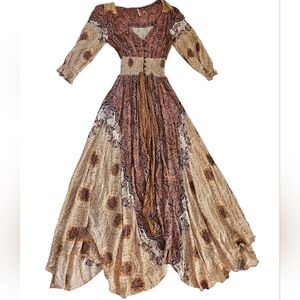 Free People High Low Dress in Pink and Cream